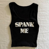 Bxoxo Streetwear Hip Hop Chic Letter Print Women Sleeveless Camisole Rock Grunge Punk Sexy Y2K vintage Hot Girl Black O-Neck Baby Tops